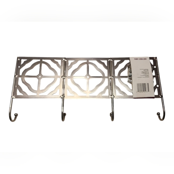 NWT Home Decorators Collection 16" Satin Nickel 4 Hooks Wall Mount - Picture 2 of 2